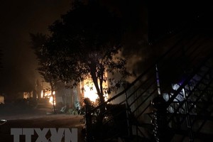 Hiện trường vụ cháy. (Ảnh: Trịnh Duy Hưng/TTXVN).