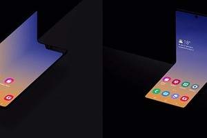 Bên trái là hình ảnh về cách Galaxy Fold hiện tại của Samsung gập trong khi hình ảnh bên phải hiển thị một thiết bị không tên có thể gập theo chiều dọc. (Nguồn: Samsung).