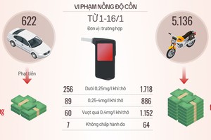 Gần 6.300 tài xế bị xử phạt vi phạm nồng độ cồn