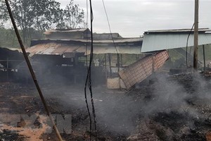 Hiện trường vụ cháy. (Ảnh: Đậu Tất Thành/TTXVN).