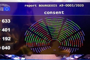 Hiệp định EVFTA đã được thông qua với số phiếu 401/192/40. (Nguồn: Trang Twitter của Ủy ban Thương mại quốc tế, Nghị viện châu Âu).