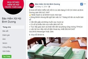 Tài khoản facebook mạo danh Bảo hiểm xã hội Bình Dương.