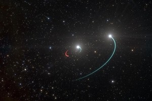 Mô phỏng hệ HR 6819 chứa hố đen gần Trái Đất nhất. Ảnh: ESO.