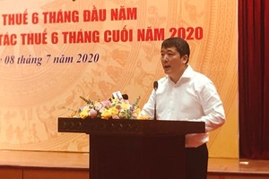 Hội nghị “Sơ kết nhiệm vụ công tác thuế 6 tháng đầu năm và giải pháp thực hiện nhiệm vụ 6 tháng cuối năm,” ngày 8/7. (Ảnh: PV/Vietnam+).