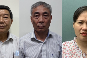 Bị can Nguyễn Quốc Anh (trái), Nguyễn Ngọc Hiền (giữa) và Trịnh Thị Thuận. (Nguồn: TTXVN phát).