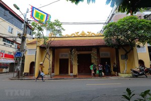 Đền Bạch Mã là một trong tứ trấn của Thăng Long - Hà Nội, hiện đang tọa lạc trên địa bàn phường Hàng Buồm, quận Hoàn Kiếm (Hà Nội). (Ảnh: Thanh Tùng/TTXVN).