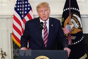 Tổng thống Mỹ Donald Trump phát biểu tại Nhà Trắng ở Washington, D.C., Mỹ. (Ảnh: AFP/TTXVN).
