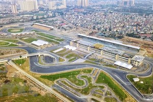 Khu vực đường đua F1 tại Hà Nội trước khi bị dỡ bỏ. (Ảnh: Thành Đạt/TTXVN).