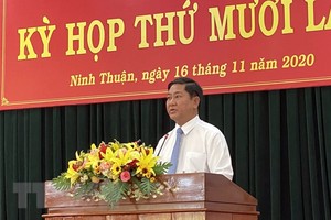Ông Trần Quốc Nam được bầu giữ chức Chủ tịch UBND tỉnh Ninh Thuận. (Ảnh: Công Thử/TTXVN).