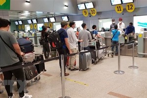 Công dân Việt Nam làm thủ tục lên máy bay. (Ảnh: TTXVN phát).