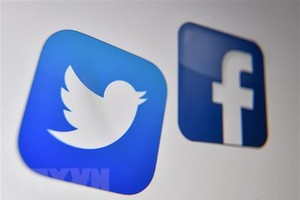Biểu tượng của Facebook và Twitter. (Ảnh: AFP/TTXVN).