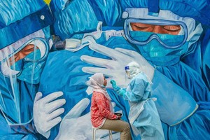 Một điểm xét nghiệm COVID-19 tại bang Selangor, Malaysia. (Ảnh: THX/TTXVN).