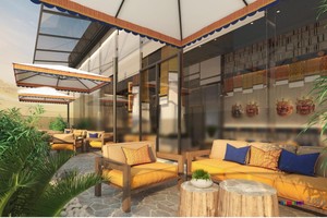 Cây cối được trồng xen kẽ với cảnh quan tại Apec Mandala Wyndham Mũi Né.