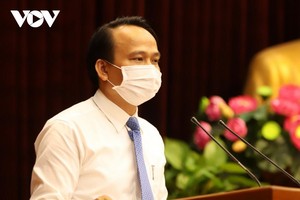 Ông Nguyễn Đình Vĩnh, Trường Ban Tổ chức Thành ủy Đà Nẵng phát biểu nhận nhiệm vụ mới.