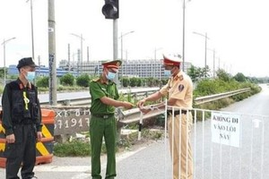 Chốt kiểm soát dịch thành phố Bắc Ninh.