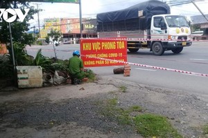 Khu vực phong tỏa tại xã Mỹ Đức Đông để phòng dịch Covid-19.