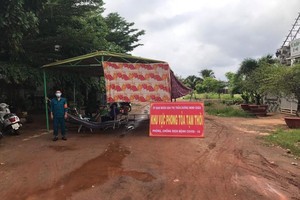 Một khu vực phong toả trên địa bàn tỉnh Tây Ninh (ảnh Hà An).