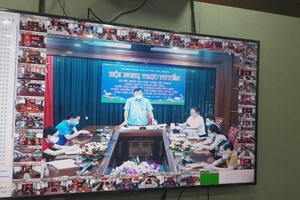 Hội nghị trực tuyến tuyên truyền, đối thoại chính sách BHXH, BHYT của huyện Yên Thành với người dân (nguồn: BHXH huyện Yên Thành).