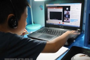 Học sinh học trực tuyến. (Nguồn: TTXVN).