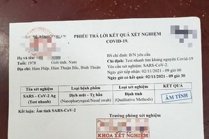 Một phiếu xét nghiệm âm tính giả. (Nguồn: PLO).