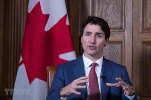 Thủ tướng Canada Justin Trudeau trả lời phỏng vấn tại Ottawa, Ontario, Canada. (Ảnh: AFP/TTXVN).