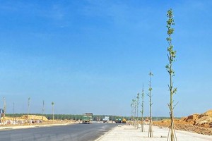 Một tuyến đường đã hoàn thành tại Khu tái định cư Lộc An-Bình Sơn. (Ảnh: Công Phong/TTXVN).