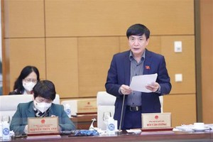 Tổng Thư ký Quốc hội, Chủ nhiệm Văn phòng Quốc hội Bùi Văn Cường trình bày tờ trình. (Ảnh: Doãn Tấn/TTXVN).