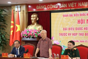 Tổng Bí thư Nguyễn Phú Trọng phát biểu tại cuộc tiếp xúc cử tri trước kỳ họp thứ ba của Quốc hội khóa XV.