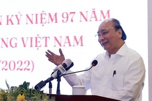 Chủ tịch nước Nguyễn Xuân Phúc phát biểu tại buổi gặp mặt các cơ quan báo chí tại thành phố Hồ Chí Minh. (Ảnh: Thống Nhất/TTXVN).