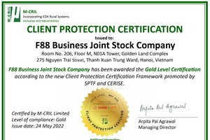 F88 là đơn vị duy nhất tại Việt Nam được trao chứng chỉ Vàng về Bảo vệ Khách hàng