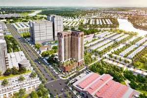 Phối cảnh Viva Plaza nằm trên đại lộ Nguyễn Lương Bằng nhìn về hướng khu đô thị Zeitgeist đang phát triển (www.viva-plaza.vn).