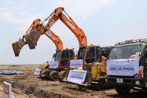 Dự án Core5 Hải Phòng khởi công tại Khu Công nghiệp Đình Vũ, thành phố Hải Phòng. (Ảnh: Minh Thu/TTXVN).