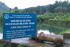 Khu vực hồ cung cấp nước cho nhà máy nước của Công ty Cổ phần Cấp nước Điện Biên.