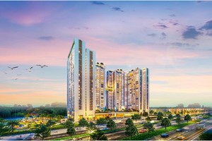 Phối cảnh tháp đôi căn hộ cao cấp đầu tiên Essensia Sky của quần thể Essensia Nam Sài Gòn. Ảnh: Tange Associates