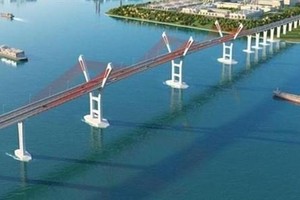 Cầu Bến Rừng bắc qua sông Đá Bạch, Hải Phòng có tổng mức đầu tư gần 2.000 tỷ đồng, trong đó nguồn vốn ngân sách Trung ương 1.100 tỷ đồng. (Ảnh: Hoàng Ngọc/TTXVN)