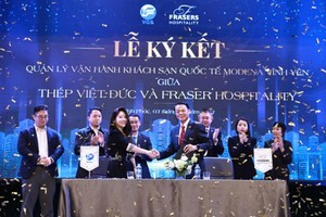 Sáng 3/12, Công ty cổ phần Thép Việt Đức (Thép Việt Đức) tổ chức lễ ký kết quản lý vận hành khách sạn quốc tế Modena Vĩnh Yên với Fraser Hospitality..