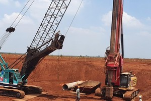 Thi công móng cọc Nhà ga hành khách sân bay Long Thành.