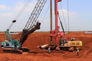 Thi công móng cọc Nhà ga hành khách sân bay Long Thành.