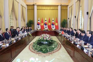 Chủ tịch nước Võ Văn Thưởng hội đàm với Tổng thống Hàn Quốc Yoon Suk Yeol. 