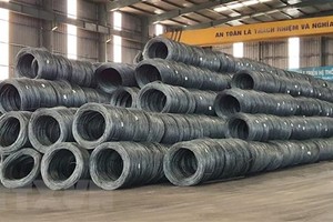 Sản phẩm thép xây dựng của Công ty Cổ phần thép Việt Đức (Vĩnh Phúc). (Ảnh: Nguyễn Trọng Lịch/TTXVN)