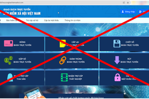 Giả mạo trang web Cổng dịch vụ công ngành Bảo hiểm xã hội Việt Nam