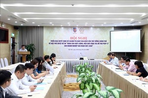 Hội nghị triển khai Quyết định số 345/QĐ-TTg ngày 5/4/2023 của Thủ tướng Chính phủ về việc phê duyệt Đề án “Nâng cao chất lượng, hiệu quả công tác hỗ trợ pháp lý cho doanh nghiệp giai đoạn 2021-2030”. (Ảnh: TTXVN).