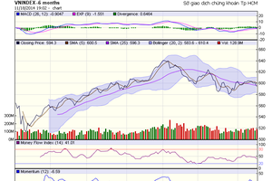 Biểu đồ phân tích kỹ thuật VN-Index (nguồn: HOSE)