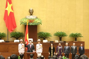 Lễ tuyên thệ nhậm chức của Chủ tịch nước Trần Đại Quang. Ảnh: VGP/Nhật Bắc