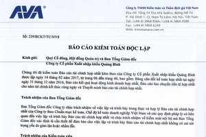CTCP Xuất nhập khẩu Quảng Bình công bố BCTC năm 2016 kiểm toán