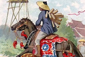 Phu trạm đeo công văn đựng trong ống tre, cưỡi ngựa để chuyển những công văn khẩn cấp. Ảnh minh họa.