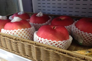 Loại táo Nhật có cân nặng 800 gram đến một kg được nhiều cửa hàng bánđược ưa chuộng dịp Tết Nguyên đán.