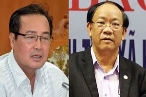 Từ trái qua: Ông Huỳnh Khánh Toàn, Phó Chủ tịch UBND tỉnh Quảng Nam; ông Đinh Văn Thu, Chủ tịch UBND tỉnh Quảng Nam. Ảnh Tienphong