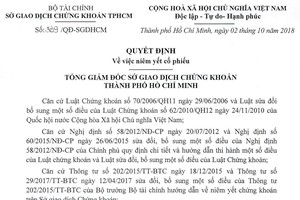 Quyết định chấp thuận niêm yết cổ phiếu Landmark Holding (LMH) trên HOSE