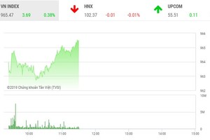 Phiên sáng 12/12: Cổ phiếu nhỏ nổi sóng, VN-Index lấy lại mốc 965 điểm